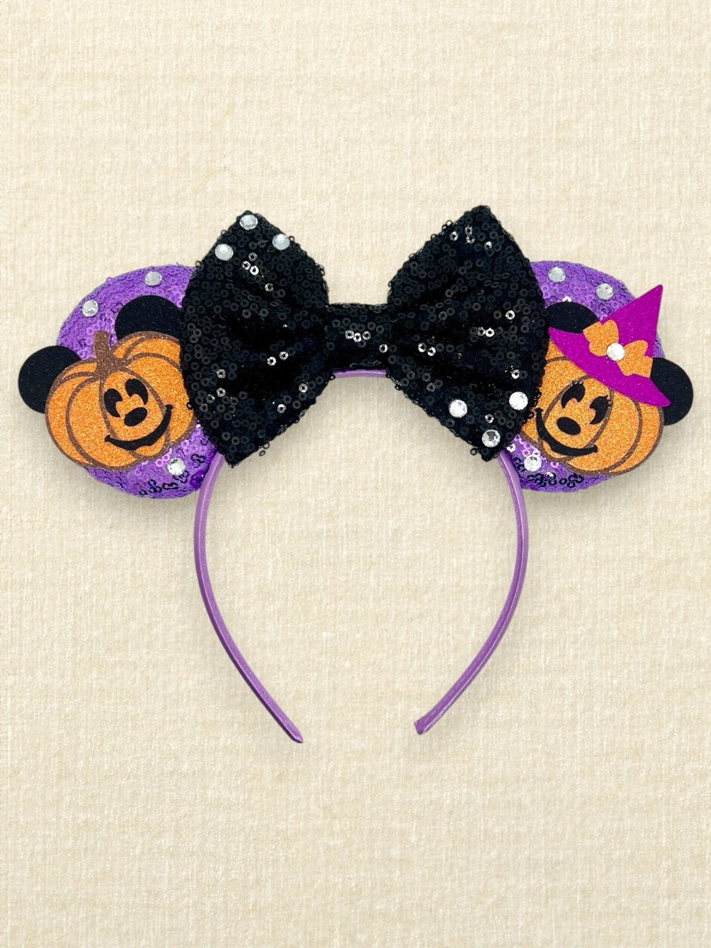 Lavender Pumpkin Minnie Ears | Disney-Inspired Halloween Mouse Ears